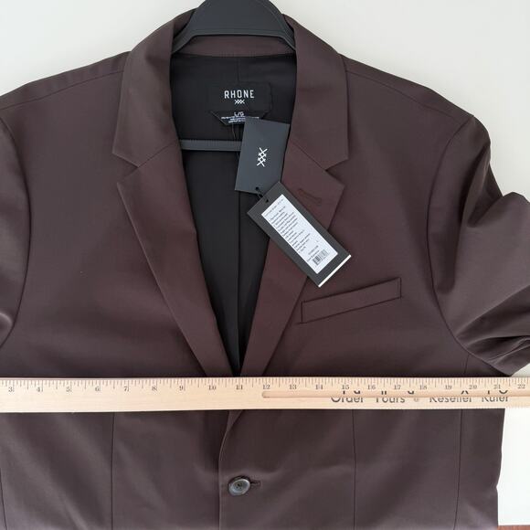 Rhone Commuter Blazer Mens Large Brown Slim Fit Sport Coat Performance Flex Knit - Picture 10 of 11